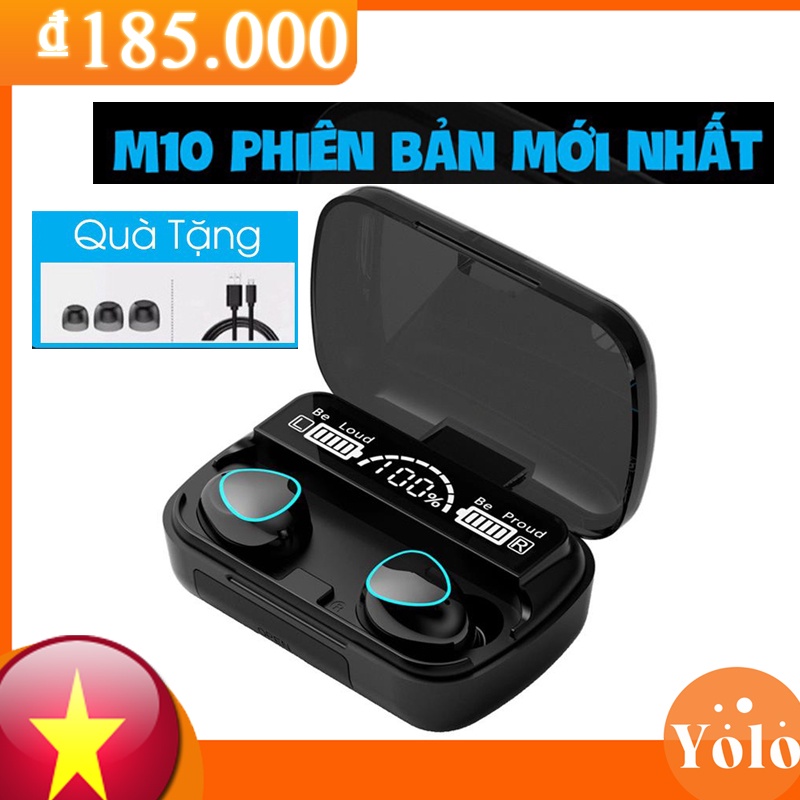 Tai nghe Bluetooth không dây Tai nghe điện thoại cảm ứng chống nước M10 TWS Bluetooth 5.1, Dung Lượng 2000Mah