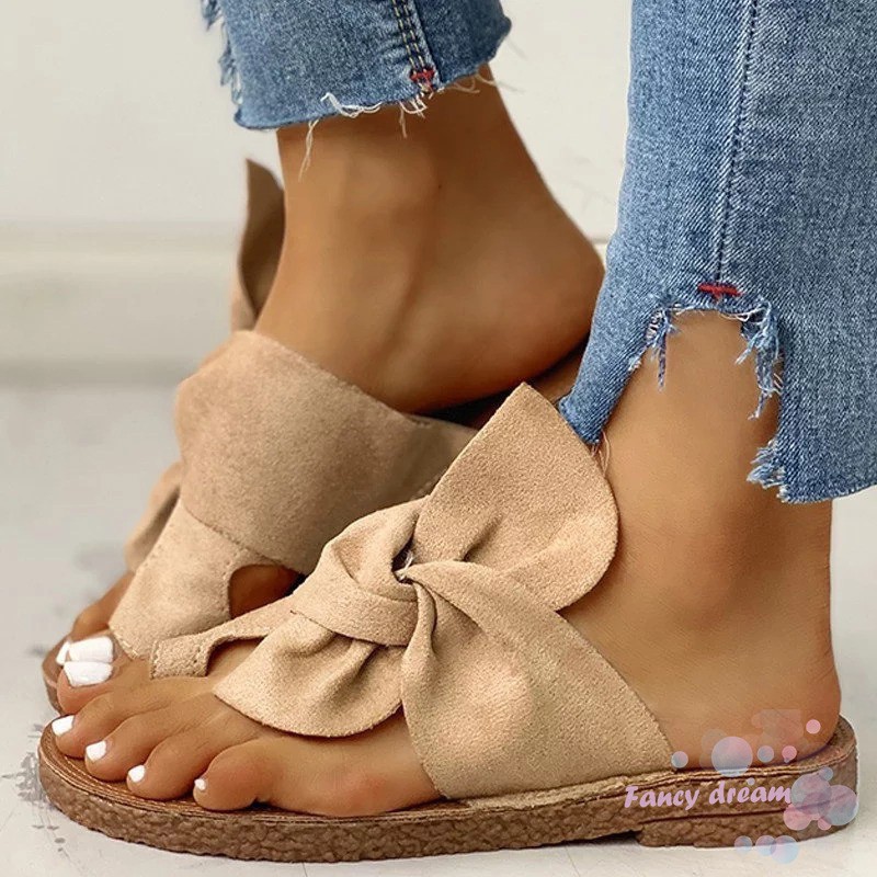 Dép Sandal Xỏ Ngón Đính Nơ Thời Trang Nữ Tính