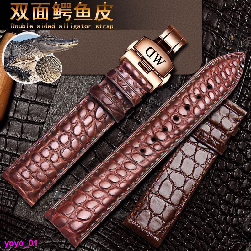 Dây Đeo Đồng Hồ DW Bằng Da Cá Sấu 20mm qy703 Có Khóa Bướm Dành Cho Nam Và Nữ