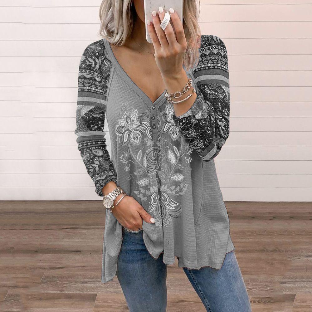 Áo Thun Nữ Dài Tay Cổ Tròn Thời Trang Boho