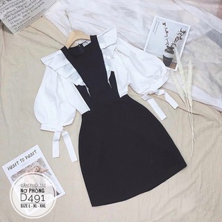 bigsize Đầm phối tay nơ phồng D491