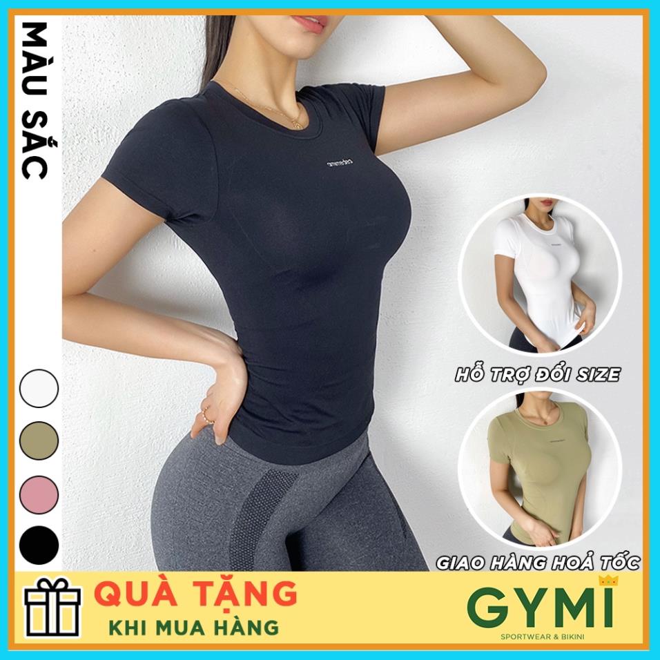 Áo tập gym yoga nữ GYMI AC01 dáng áo thun ngắn tay chuẩn hãng Ami Medea chất dệt thấm mồ hôi co giãn tốt ⚡