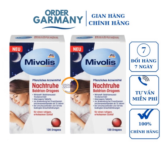 Viên thảo dược hỗ trợ ngủ ngon giảm căng thẳng Mivolis 120 viên - Hàng Đức