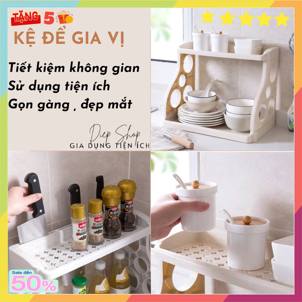 Kệ nhà bếp❤️SALE❤️Kệ đựng gia vị hai tầng nhà bếp để đồ nhà bếp Tiện dụng cất đồ gọn gàng Hàng nội địa  QC07