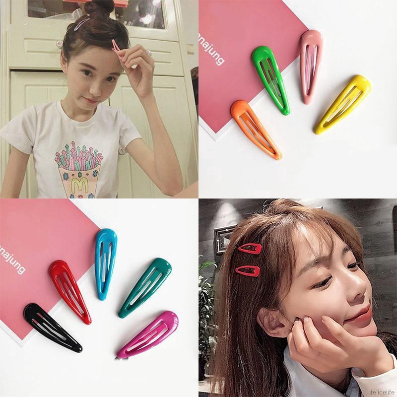 Kẹp tóc màu trơn ngọt ngào dễ thương cho nữ