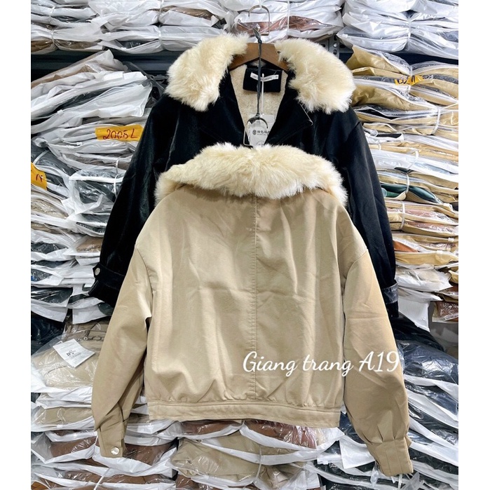 Áo da nhung lót lông ( cổ lông tháo rời ) | BigBuy360 - bigbuy360.vn