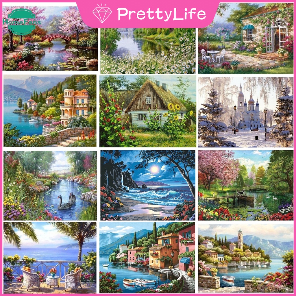 Tranh Đính Đá 5D Tự Làm Hình Phong Cảnh 80x60cm