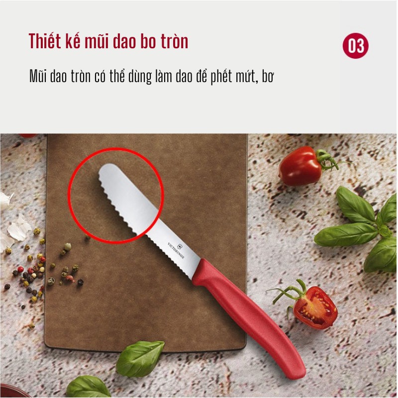 Dao răng cưa gọt hoa quả Thụy Sĩ  11cm cán nhựa nhiều màu