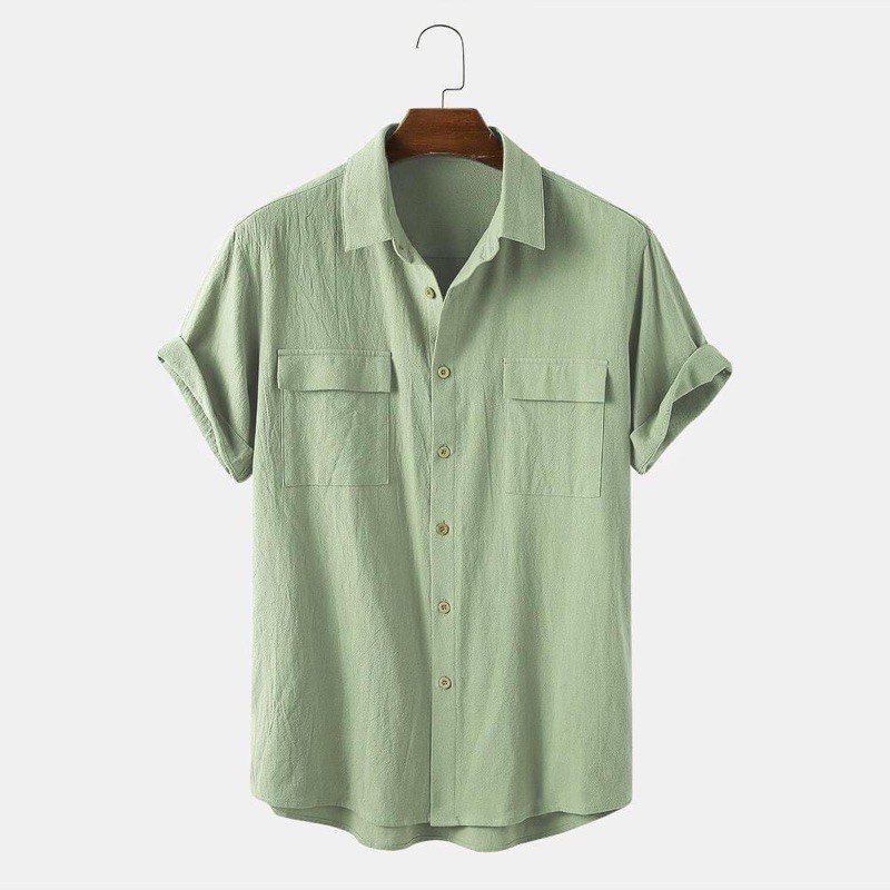 [Mã FAMAYMA2 giảm 10K đơn 50K] Áo sơmi đũi cổ bẻ nam . Áo sơmi thời trang new 2021 | BigBuy360 - bigbuy360.vn