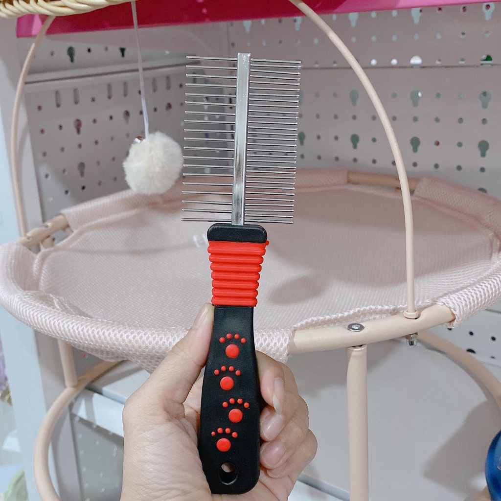 Lược chải lông cho chó mèo bằng inox 2 mặt gỡ lông rối...