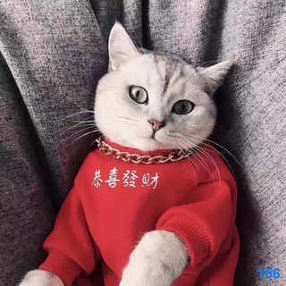 2021 ☋Chó mèo Quần áo năm mới Teddy Pomeranian Corgi VIP Pet Lễ hội Màu đỏ Phong bì để thêm len lông cừu