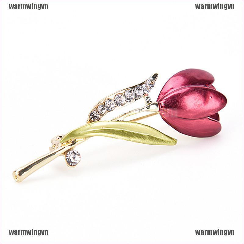 Trâm Cài Áo Hình Hoa Tulip Đính Pha Lê Thanh Lịch