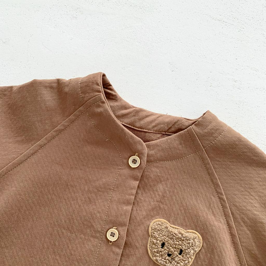 Áo Liền Quần Ngắn Tay Hình Gấu Đáng Yêu Cho Trẻ Em Trai 0-2 Tuổi