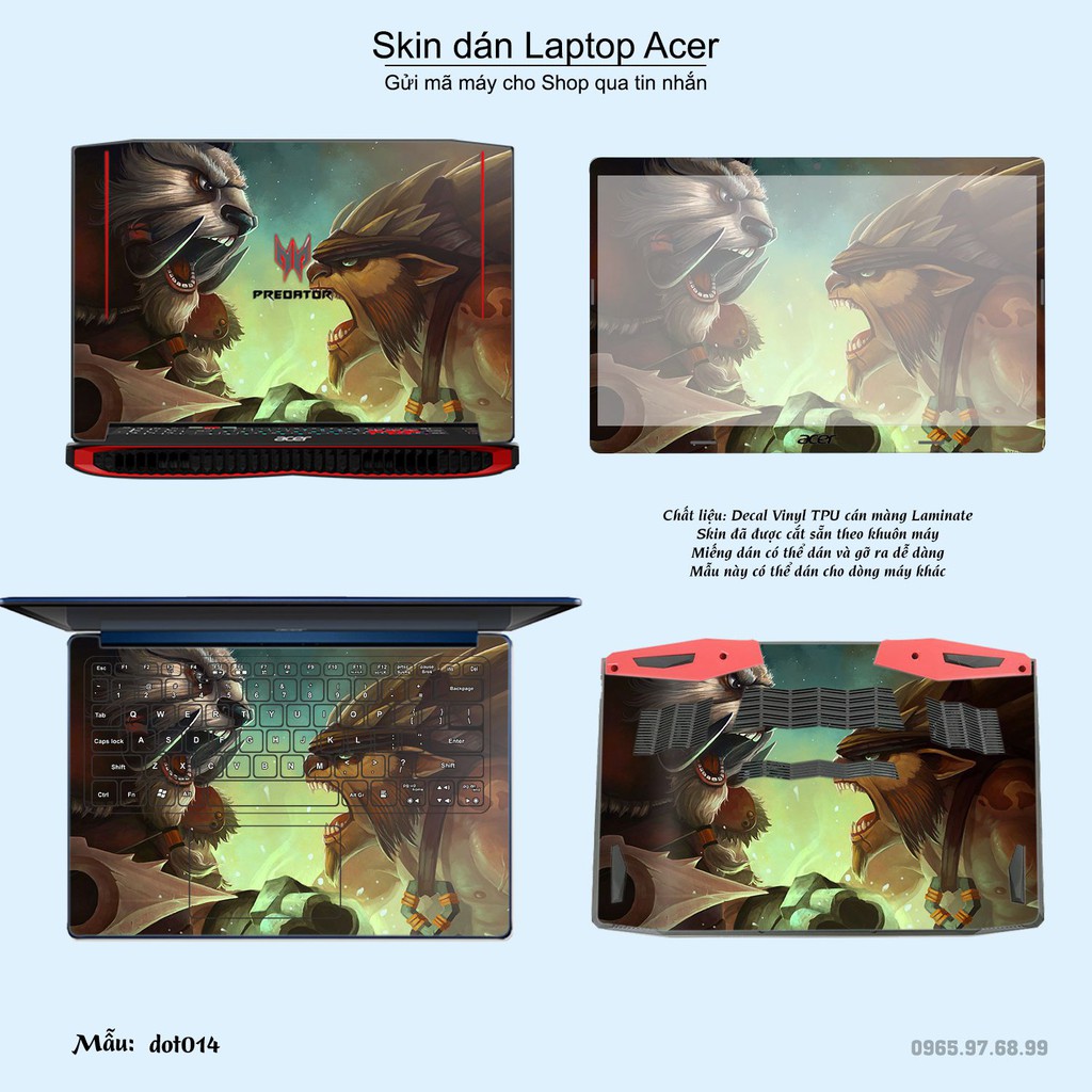 Skin dán Laptop Acer in hình Dota 2 _nhiều mẫu 3 (inbox mã máy cho Shop)