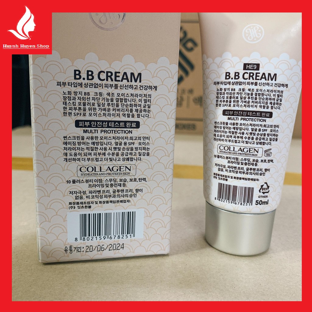 [auth] Kem nền trang điểm BB Cream Collagen 3 Trong 1 Heeley Hàn Quốc  tuýp 50g