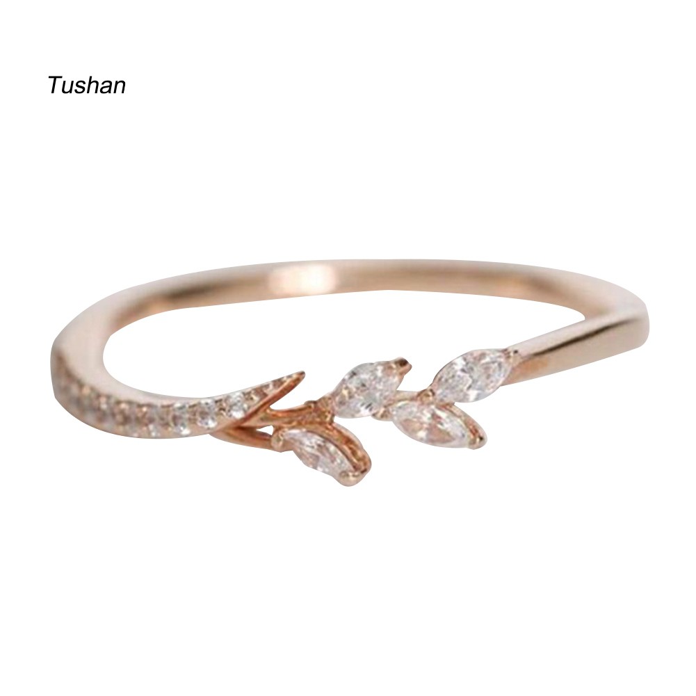 Ống Xả Khí Thải Chuyên Dụng Chất Lượng CaoNhẫn Hình Chiếc Lá Đính Đá Zircon Thời Trang Cho Nữ