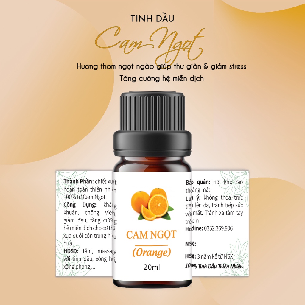 Tinh dầu Cam Ngọt 20ml, cân bằng cảm xúc, thơm phòng, thư giãn, tốt cho tim mạch.