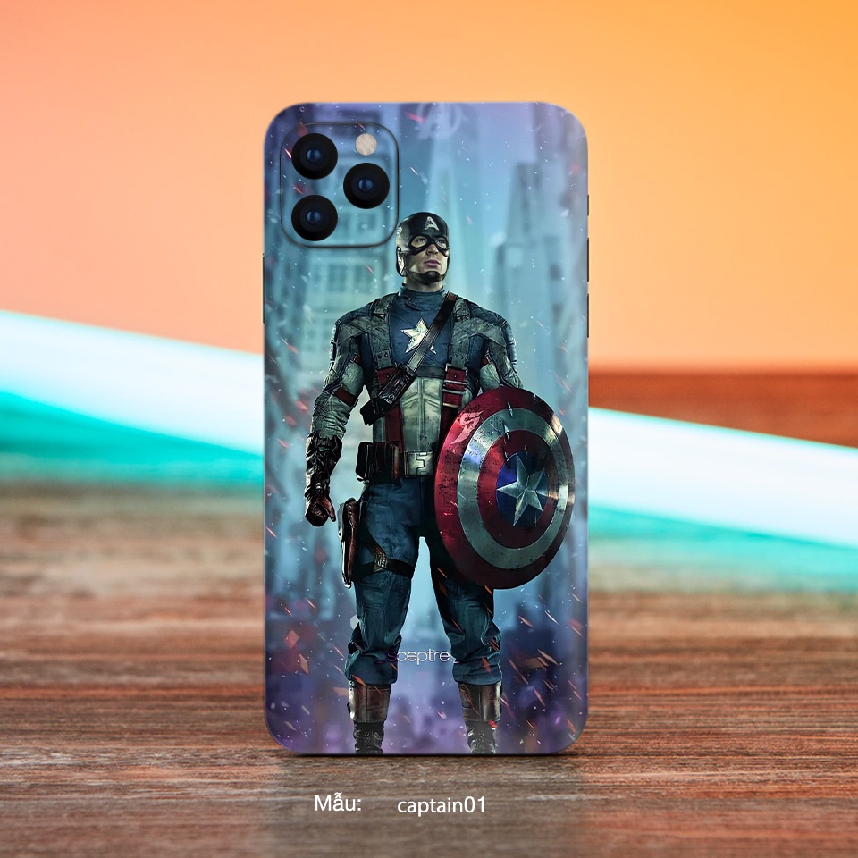 Miếng dán điện thoại hình Captain America, dán Skin cho Iphone/Samsung/Oppo và các dòng Android khác tất cả các dòng máy