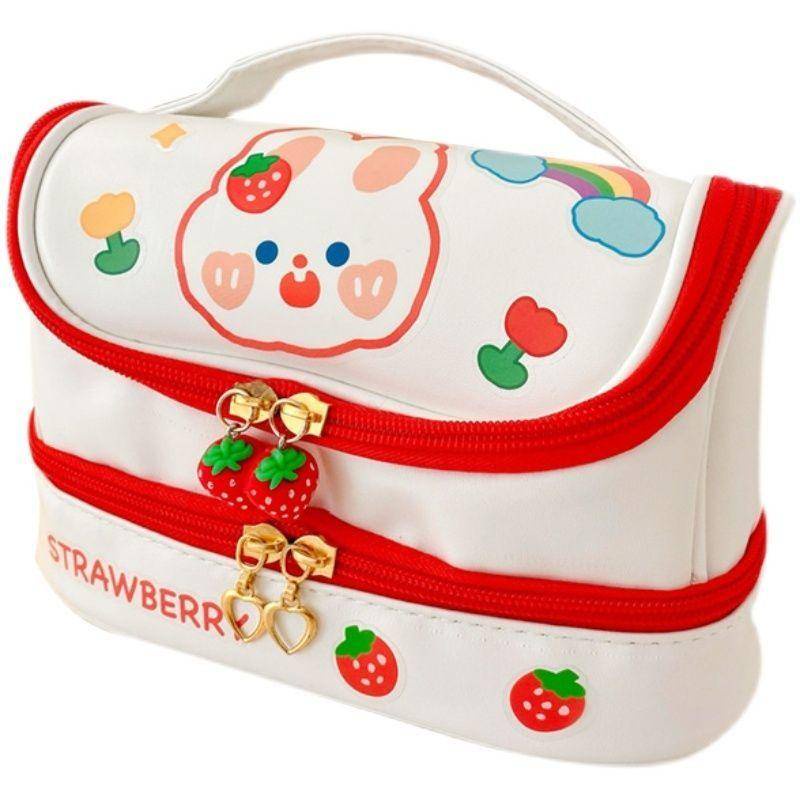 ⭐ iLado ⭐  Túi đựng bút trong suốt cute túi nilong/PVC Rabbit Stickers túi zip nhỏ hộp vải đựng đồ Hộp đựng hộp bút hologram bút cute bọc zip tiểu an văn phòng phẩm Đa Dụng túi đựng đồ dùng cá nhân hình