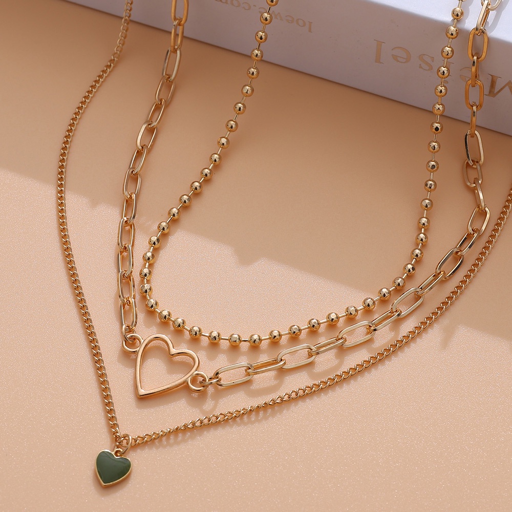 Dây Chuyền Nhiều Lớp Hình Chìa Khóa Trái Tim Màu Sắc Đơn Giản Thời Trang