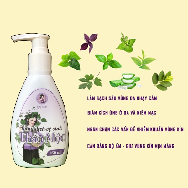 Dung dịch vệ sinh phụ nữ, thảo mộc trầu không 150ml 100% nguyên liệu thiên nhiên, Mộc Nhan Natural