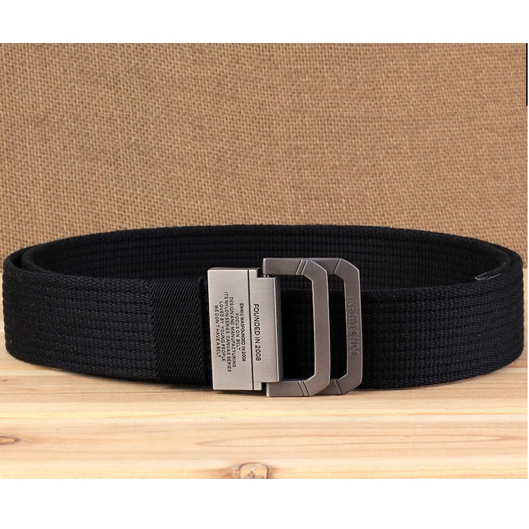 Dây thắt lưng vải bố canvas gài 2 thanh kim loại chữ D vải gân