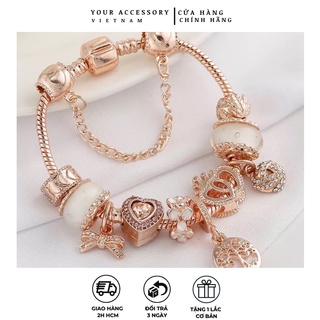 Vòng Tay Charm Kiểu Pandora May Mắn Mệnh Thổ, Hỏa, Thủy- Vòng Charm Phong Thủy Thu Hút Tài Lộc