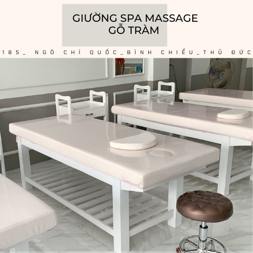 Giường spa chân gỗ bền đẹp giường gỗ spa massage body chân gỗ tự nhiên