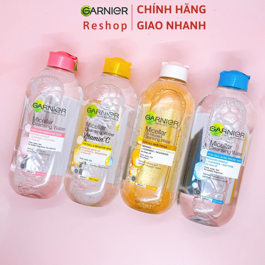 Nước tẩy trang Garnier Micellar Water làm sạch và tẩy trang cho mọi loại da