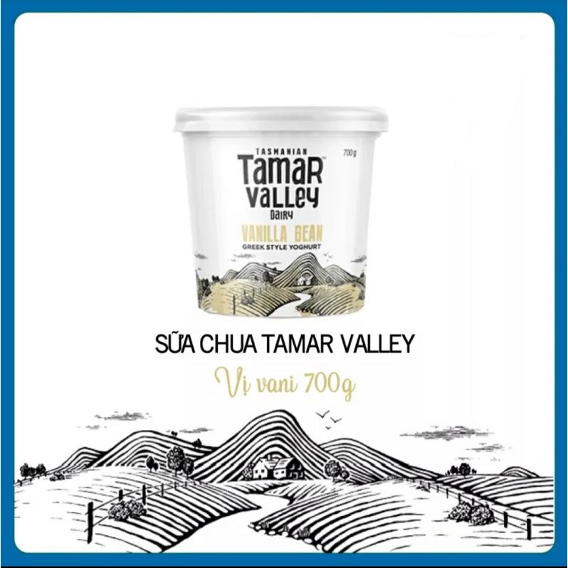 Sữa chua Hy Lạp chanh dây; vani; không đường; dâu, việt quất Tamar Valley 700g