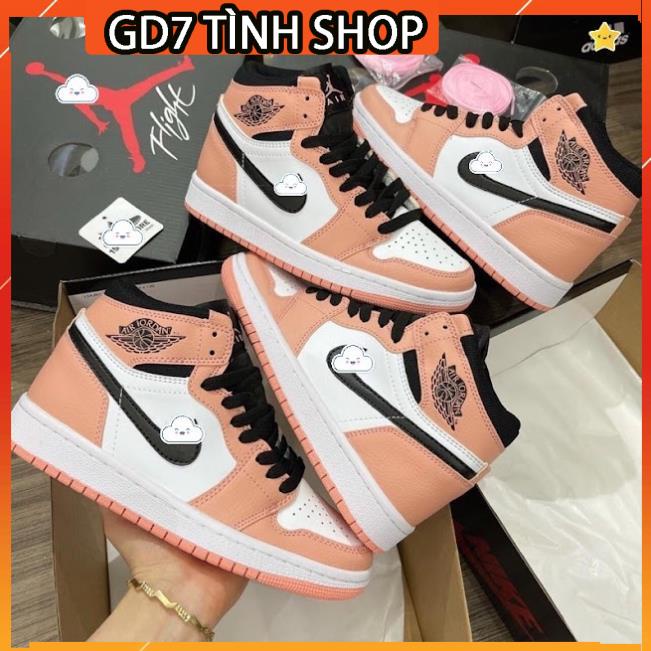 Giày thể thao nữ Jordan màu hồng móc đen cổ cao cực chất hot trend 2021, Full Box Bill