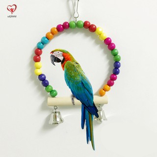 Đồ chơi xích đu gỗ đính chuỗi hạt nhiều màu cho chim vẹt