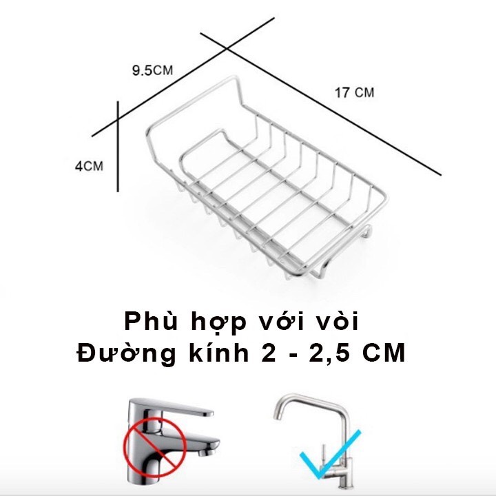 Giá kệ treo bồn rửa bát inox 304 cao cấp kèm thanh treo khăn có hộp