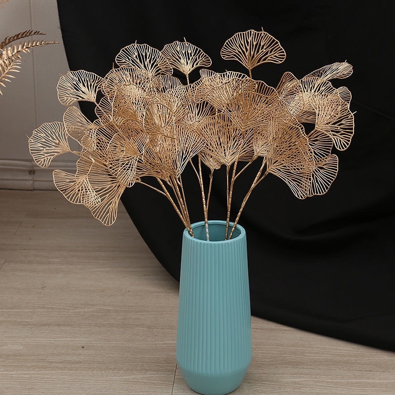 Cành lá rẻ quạt, cành táo, cành đuôi cong, cành tim phủ nhũ vàng decor siêu đẹp