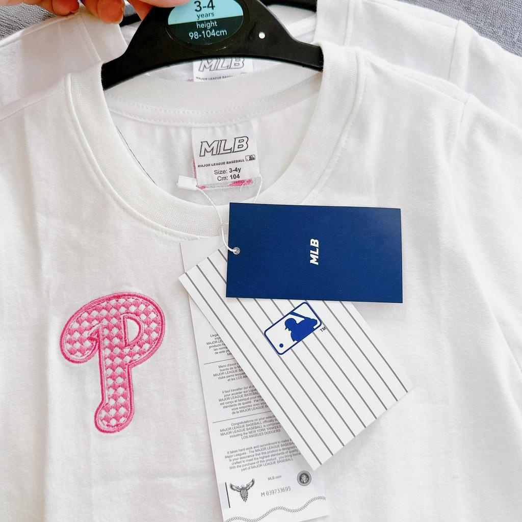 Bộ MLB thêu bé gái màu hồng có kèm nón size 12-23kg