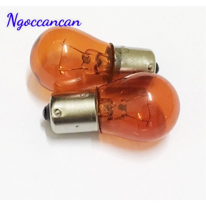 Bộ 2 Bóng Đèn Xi Nhan Ô Tô Màu Vàng 1 Tóc 12V 21W hoặc 24V 21W Đui Cài