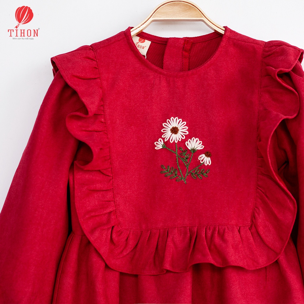 Váy cho bé gái TIHON họa tiết thêu tay phong cách Hàn Quốc cao cấp VT0850145