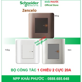 BỘ CÔNG TẮC ĐƠN 1 CHIỀU 2 CỰC 20A 20 A MÁY NƯỚC NÓNG LẠNH ĐIỀU HÒA MẶT VUÔNG ZENCELO SCHNEIDER KHẢI PHƯỚC