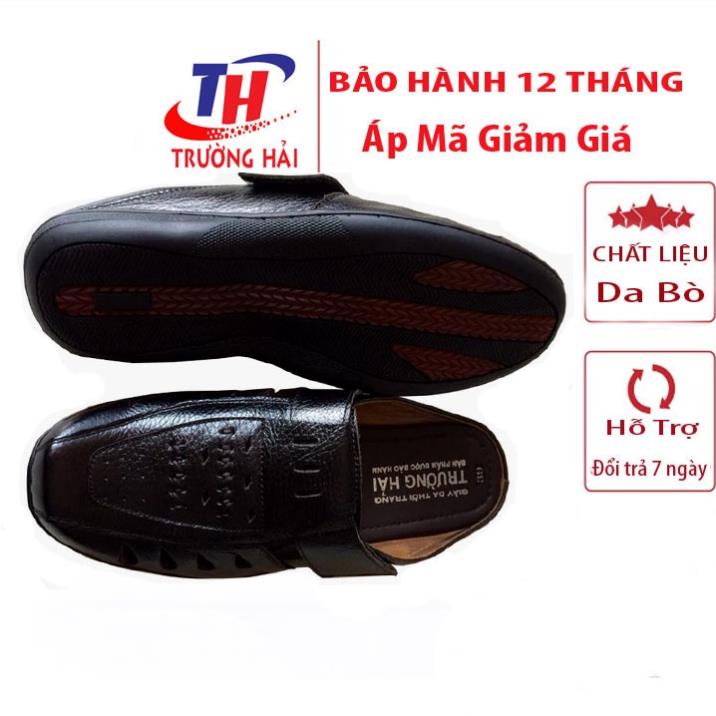 SamBo nam đục lỗ thoáng khí Da Bò Màu Nâu Trường Hải Đế May chắc chắn SN136 .