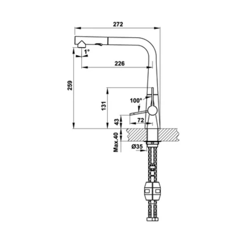 Vòi Rửa Chén Hafele HYDROS HT20-CH1P259 570.82.210 - 2 Nguồn Nóng/Lạnh - Hàng Chính Hãng