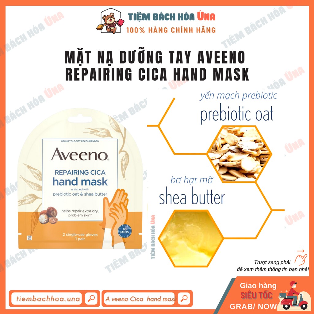 Mặt nạ dưỡng tay AVEENO Repairing Cica Hand mask cấp ẩm và làm mềm da tay chỉ sau 10 phút