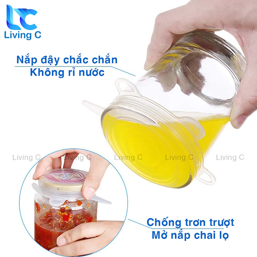 Bộ 6 nắp bọc thực phẩm OHISIL, màng bọc thực phẩm Silicon co dãn chịu nhiệt đậy chén bát đa năng