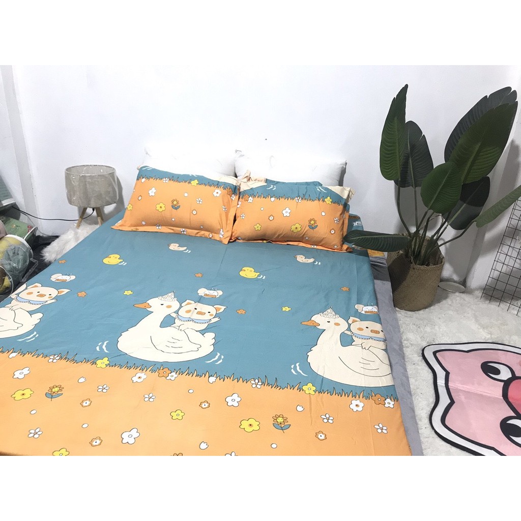 [Free ship-Xả hàng]Ga trải giường,drap ga giường poly cotton,mẫu hoa vịt trắng