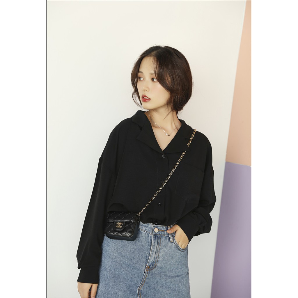 Áo sơ mi nữ tay dài cổ chữ V phong cách Hàn Quốc | BigBuy360 - bigbuy360.vn