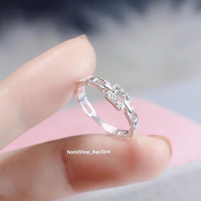 Nhẫn nữ play bạc ta dạng xích độc đáo cá tính Mainomi Shop Bạc Xinh