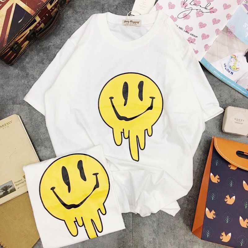 [RẺ VÔ ĐỊCH] Áo Thun Tay Lỡ Unisex Mặt Cười icon, Áo Phông Form Rộng Nam Nữ Cotton Oversize sihoangngan