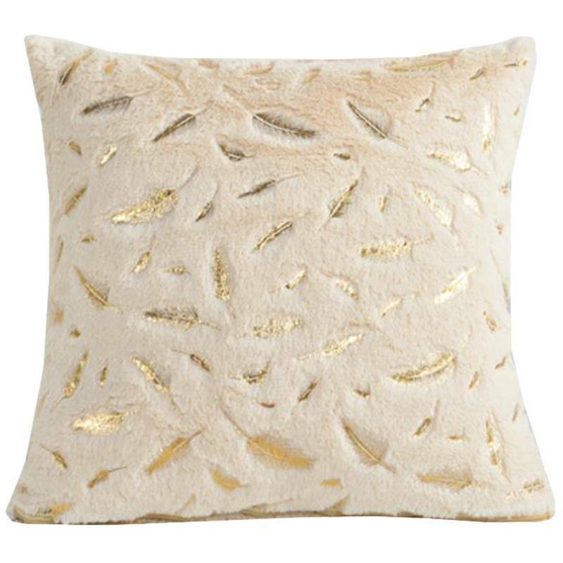 Soft Fur Pillow Cases Feather Pattern Cushion Cover Luxury Sofa Home Decoration