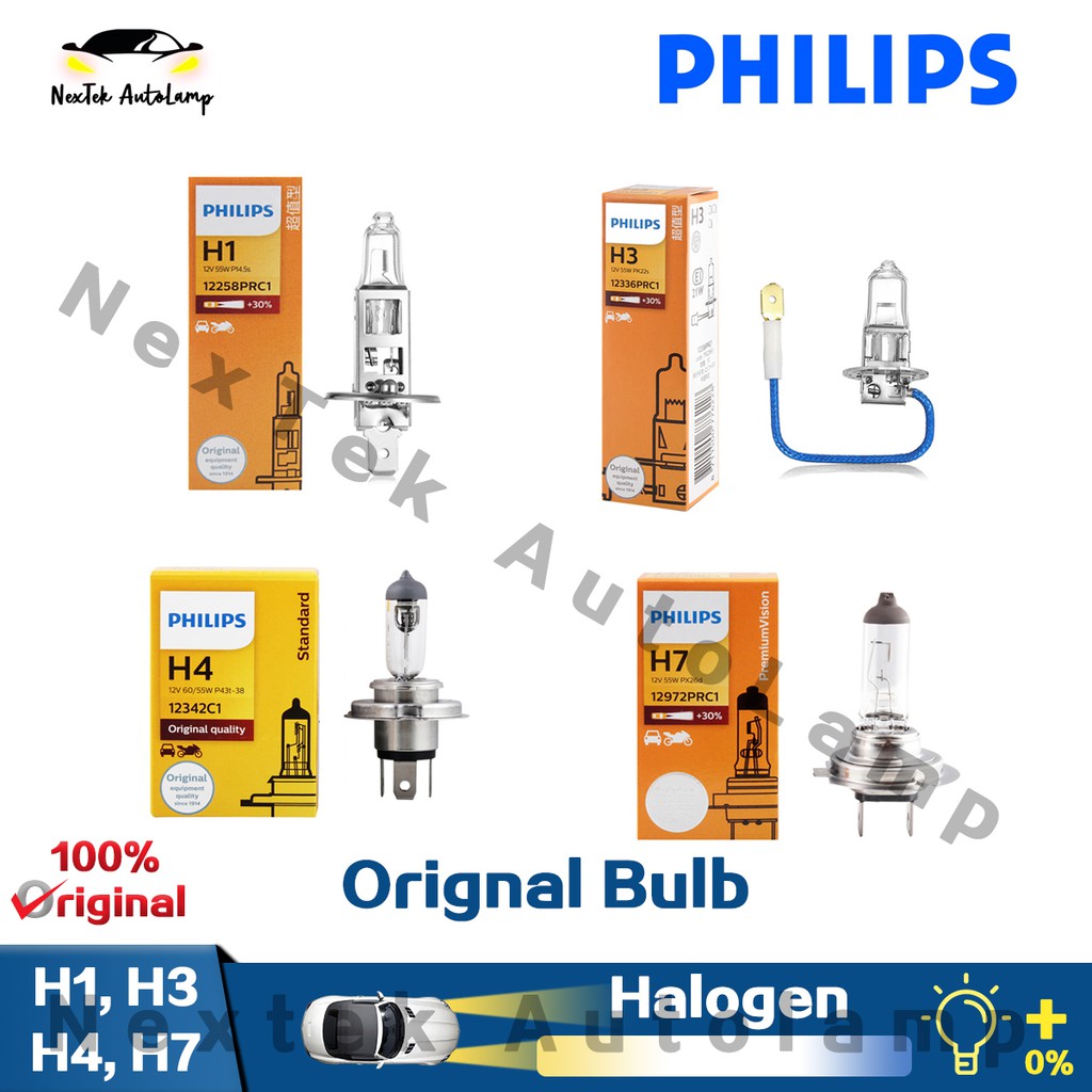 Philips H1 H3 H4 H7 Car Fog Lights Halogen 24V 100W Bóng đèn Pha Đèn 13750RA 13628RA 24569RA 13975RA