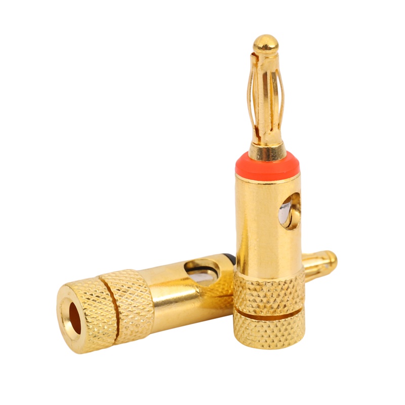 Set 4 Đầu Cắm Bắp Chuối Mạ Vàng 2 Đỏ / Đen 4mm LL68-4BP1