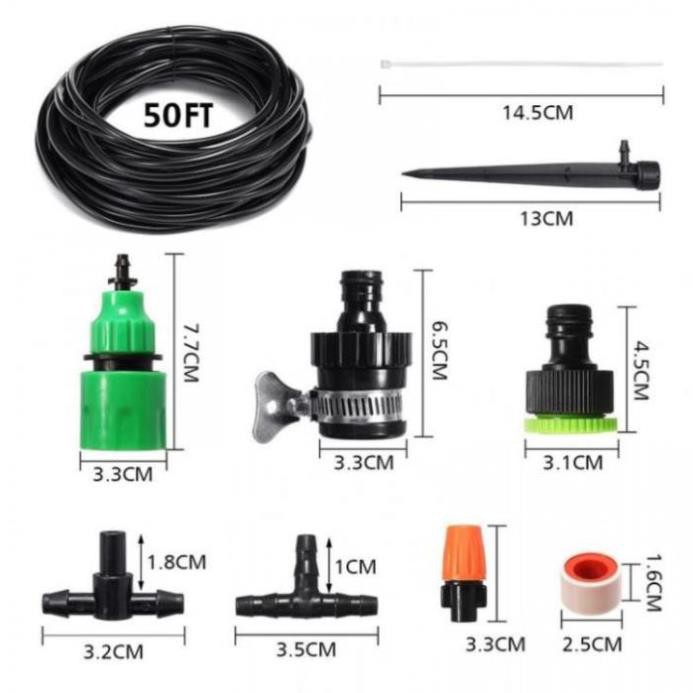 Combo bộ tưới cây tự động gồm 20 đầu tưới phun sương, 20m dây dẫn nước, 1 đồng hộ đặt thời gian tưới tự động và phụ kiện